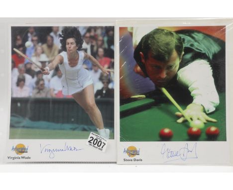 Autographed Editions signed photographs of Virginia Wade and Steve Davis. UK P&amp;P Group 1 (£16+VAT for the first lot and £