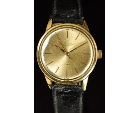 International Watch Co (IWC) 18ct gold gentleman's automatic wristwatch with gold hands, hour markers and dial and signed 21 