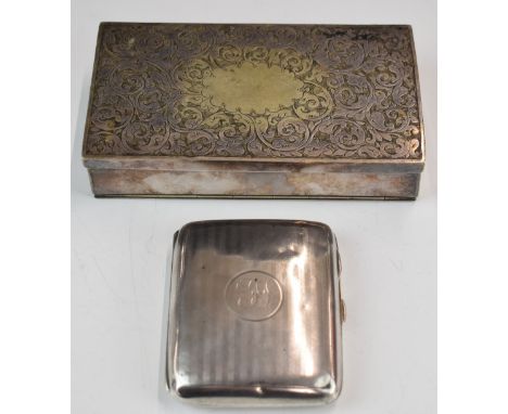 George V hallmarked silver cigarette case, Birmingham 1919, maker&nbsp;Smith &amp; Bartlam, length 8.5cm, weight 76g, togethe