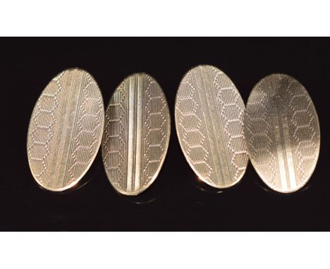 A pair of 9ct gold cufflinks with engine turned decoration, 3.9g&nbsp;