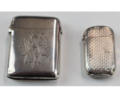 Two Victorian hallmarked silver vesta cases, one engine turned but with indistinct marks, the other Birmingham 1891, maker&nb