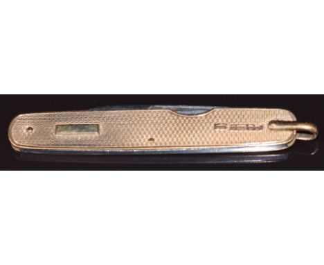 A 9ct gold engine turned knife, Birmingham 1936&nbsp;