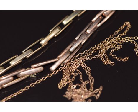 Two 9ct gold watch straps and a section of 9ct gold chain, 9.9g&nbsp;