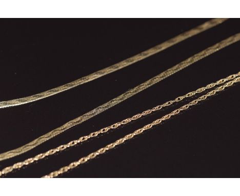 A 9ct gold ribbon necklace and a 9ct gold chain, 3.8g&nbsp;