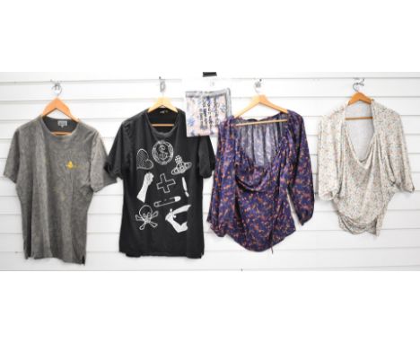 Four Vivienne Westwood t-shirts comprising two Anglomania ladies examples, sizes 44 and I, one similar Anglomania in black, s