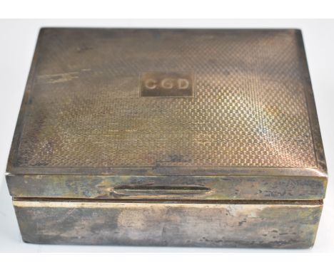 Art Deco hallmarked silver cigarette case with engine turned decoration, Birmingham 1928, maker G Unite &amp; Sons &amp; Lyde