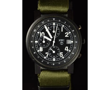 Military Watch Company (MWC) military style gentleman's chronograph wristwatch with date aperture, luminous hands, Arabic num