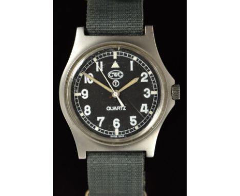 Cabot Watch Company (CWC) gentleman's British Royal Navy military wristwatch with luminous hands and hour markers, Arabic num