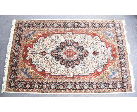 Persian carpet with central gul and geometric borders, 280 x 180cm