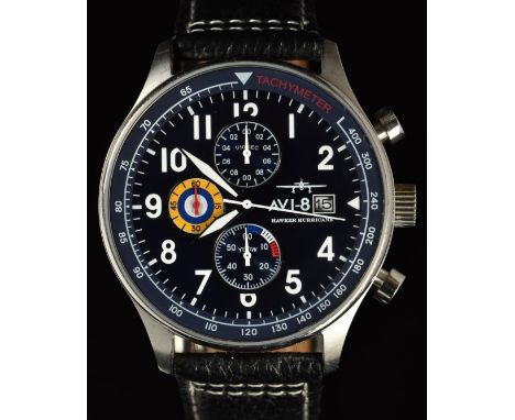 AVI-8 Hawker Hurricane gentleman's chronograph wristwatch ref. 4011 with date aperture, luminous hands, white Arabic numerals