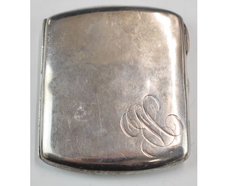 George V hallmarked silver cigarette case, Birmingham 1913, maker&nbsp;Robert Pringle &amp; Sons, length 9cm, weight 81g all 