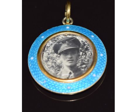 A c1915 silver gilt locket set with guilloché enamel&nbsp;