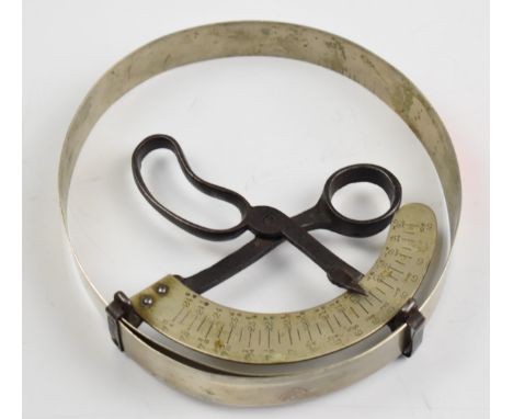 Vintage shop hat measuring tool with scissor type mechanism