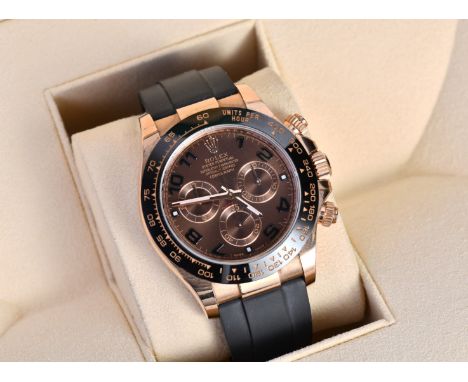 Rolex Oyster perpetual Cosmograph Daytona 18ct 'Everose' gold automatic chronograph wristwatch ref. 116515LN with black Arabi