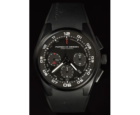 Porsche Design Dashboard gentleman's automatic chronograph wristwatch ref. P6620 M13 with date aperture, luminous hands, whit