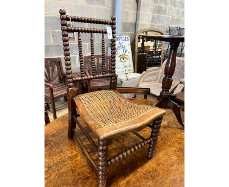 A Victorian bobbin turned rush seat chair