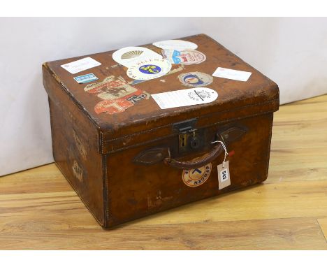 A selection of vintage travel cases together with buoy plaques (quantity)