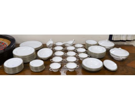 A Royal Worcester Francesca pattern dinner service, settings for 12 persons.