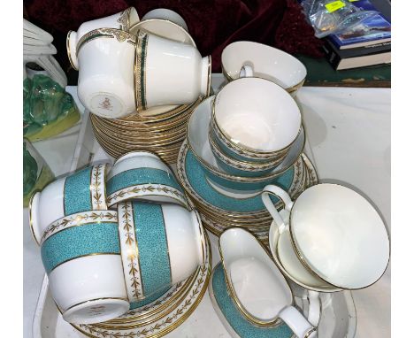 A Spode "Rockingham" part tea set, 24 pieces; a Royal Doulton "Forsyth" part tea set, 19 pieces (seconds); etc. 