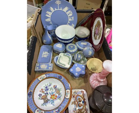 A quantity of Wedgwood and other decorative china; a bakelite tea caddy 