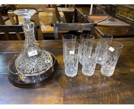 A Royal Doulton Ships decanter and base and a set of four tumblers