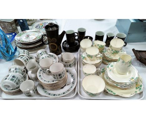 A 1930's Grafton part tea service, 38 pieces approx; a Royal Doulton "Tapestry" part tea service, 36 pieces approx; a Denby "