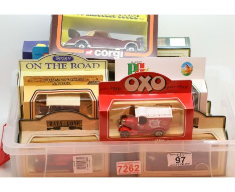 Selection of diecast boxed cars including Corgi 1956, Mercedes 300SC and Days Gone By by Lledo and Matchbox. P&amp;P Group 3 