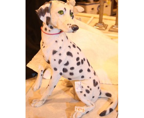 B Tipton ceramic dalmatian figurine with glass eyes, H: 17". Not available for in-house P&amp;P, contact Paul O'Hea at Mailbo