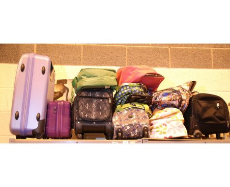 Shelf of mixed suitcases and holdalls. Not available for in-house P&amp;P, contact Paul O'Hea at Mailboxes on 01925 659133 