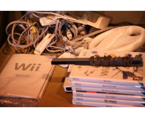 Wii Fit, console board, controllers, steering wheels and a selection of games. Not available for in-house P&amp;P, contact Pa