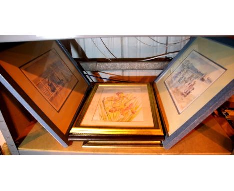 Quantity of framed prints including two signed prints by F Whittaker. Not available for in-house P&amp;P, contact Paul O'Hea 
