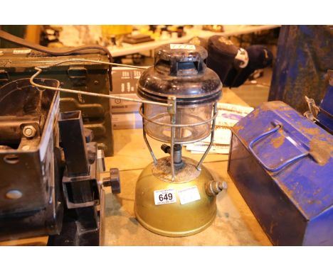 Brass Tilley lamp with glass. Not available for in-house P&amp;P, contact Paul O'Hea at Mailboxes on 01925 659133 
