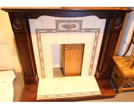 Modern tiled back mahogany tile surround. Not available for in-house P&amp;P, contact Paul O'Hea at Mailboxes on 01925 659133