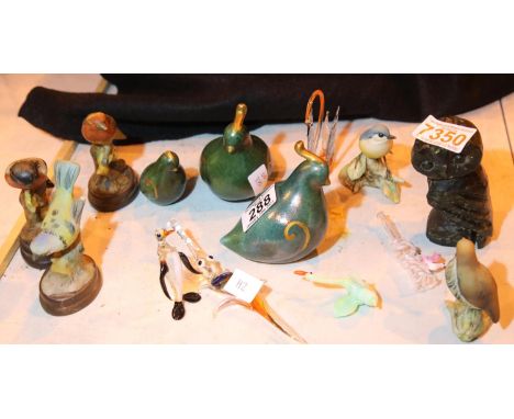 Collection of ceramic and glass bird and animal figurines. Not available for in-house P&amp;P, contact Paul O'Hea at Mailboxe