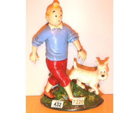 Cast iron Tintin and Snowy doorstop. P&amp;P Group 2 (£18+VAT for the first lot and £3+VAT for subsequent lots) 