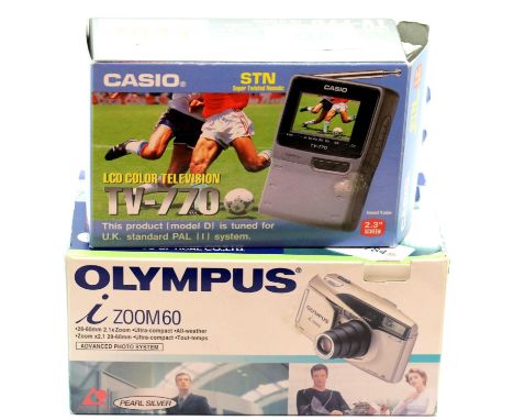 Casio 2.3" LCD colour TV (TV770) and a boxed Olympus 1 zoom 60 compact all weather camera. P&amp;P Group 1 (£14+VAT for the f