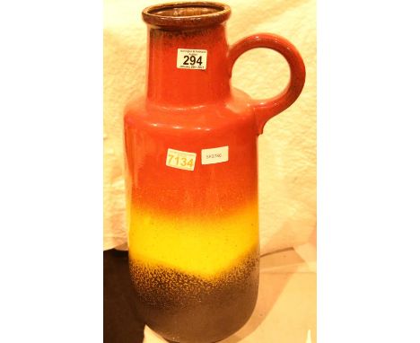 Tall ceramic West German vase, stamped to base. Not available for in-house P&amp;P, contact Paul O'Hea at Mailboxes on 01925 