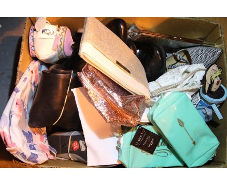 Box of mixed shoes and bags including Marks and Spencers. P&amp;P Group 3 (£25+VAT for the first lot and £5+VAT for subsequen