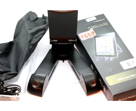 Audiomotion X-7 tablet/phone stand with bluetooth speaker, boxed. P&P Group 2 (£18+VAT for the first lot and £3+VAT for subse
