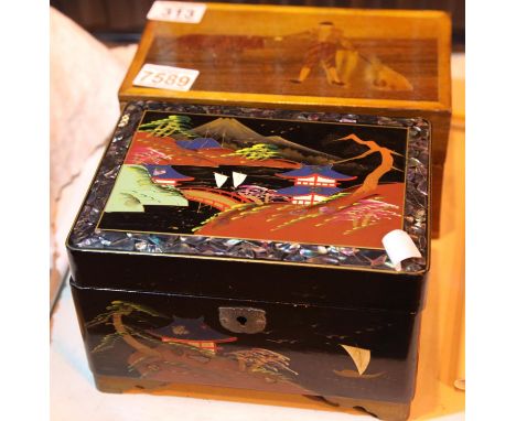 Two vintage musical jewellery boxes. P&amp;P Group 3 (£25+VAT for the first lot and £5+VAT for subsequent lots) 