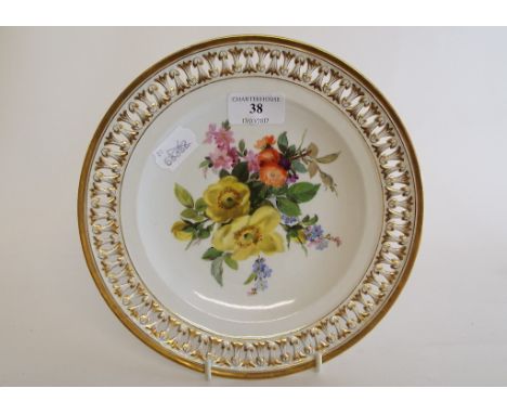 A Meissen porcelain plate, with pierced, painted floral and gilt decoration, 22.5 cm wide   Condition report  Report by NGBlu