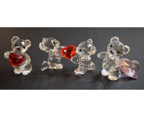 Assorted Swarovski Crystal Kris Bear figures, including Flowers For You, 1016620, and My Heart Is Yours, 1143463, most boxed 