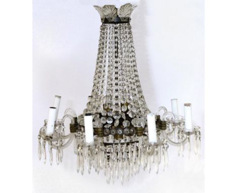 A crystal eight branch chandelier, 75 cm high