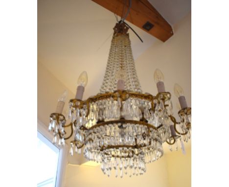 A crystal twelve branch chandelier, 84 cm high