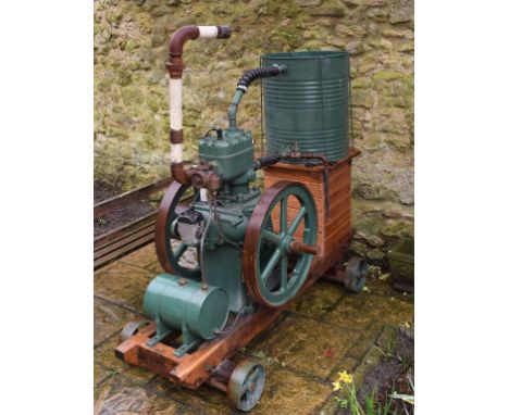 A Lister 3HP stationary engine, on a stand   Condition report  Report by GHGenerally appears to have been restored.  Top of e