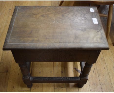 An oak box top stool, and a large 19th century mahogany wheel barometer (damages) (2) 