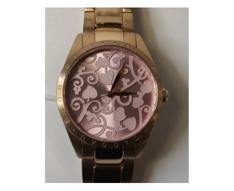 A Clogau Pink Tree of Life wristwatch, with pink dial and rose gold plated case and bracelet, boxed   Condition report  Repor