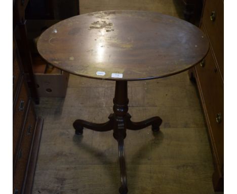 A 19th century oval mahogany tripod table, 68 cm wide   Condition report  Top stained