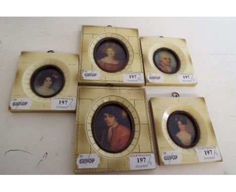Five portrait miniature prints (5)