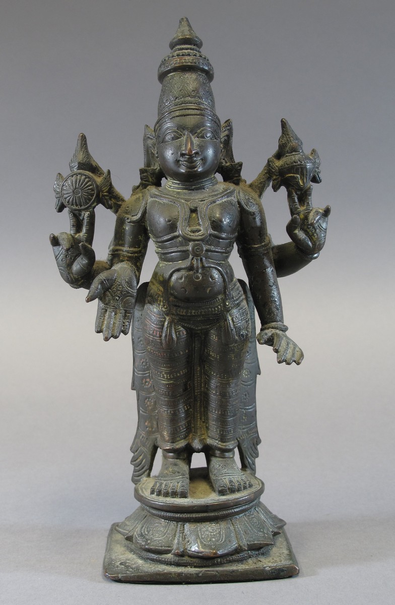 A BRONZE FIGURE OF VISHNU Tamil Nadu, South India, 18th/19th century